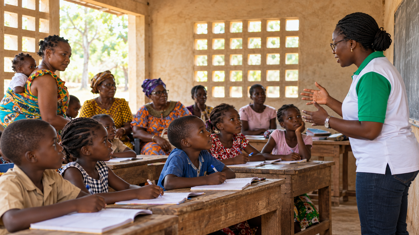 Illustrative classroom scene representing education and child labor prevention