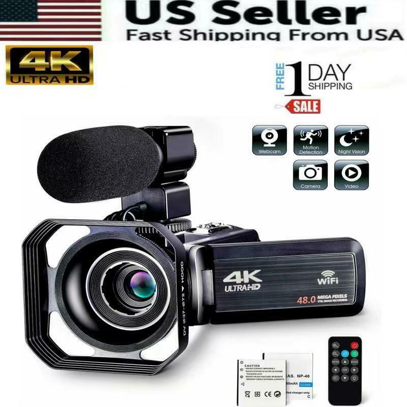 Camcorder Video Camera Ultra HD 4K 48MP Camcorder Camera with Microphone & Remot