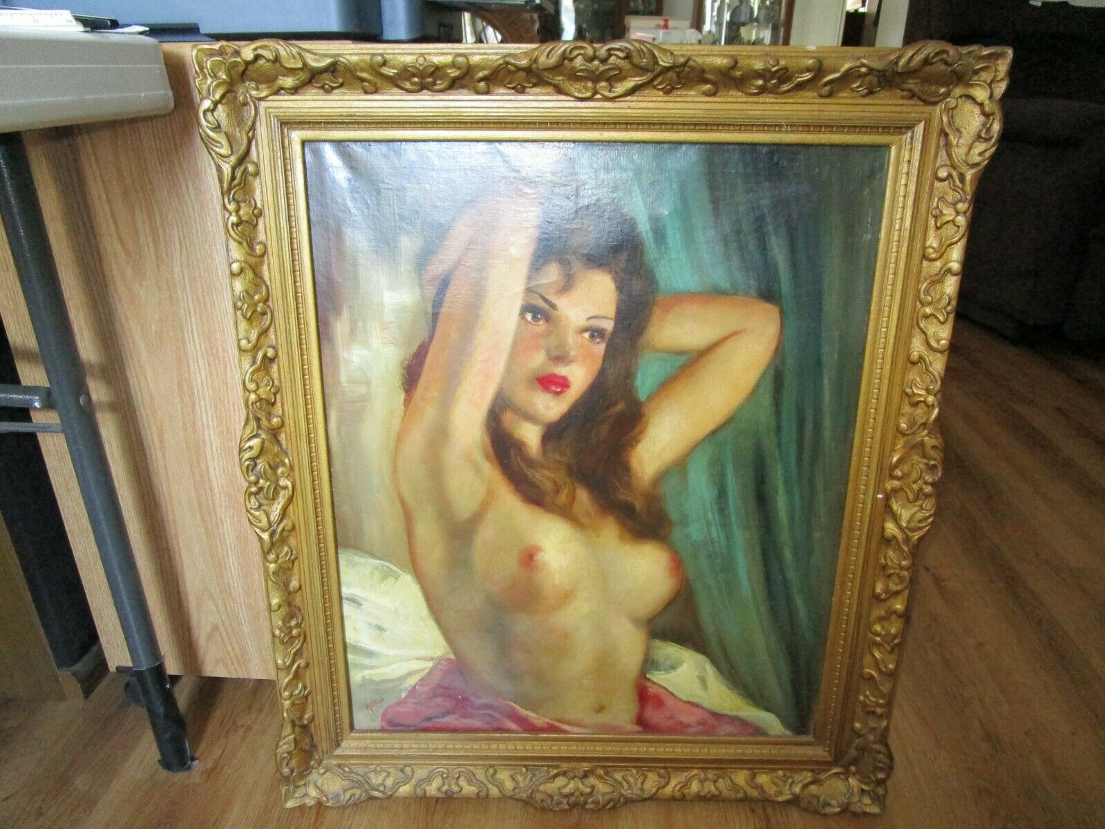 19TH CENTURY NUDE PORTRAIT OIL PAINTING BY ADOLPHE PIOT (SIGNED)